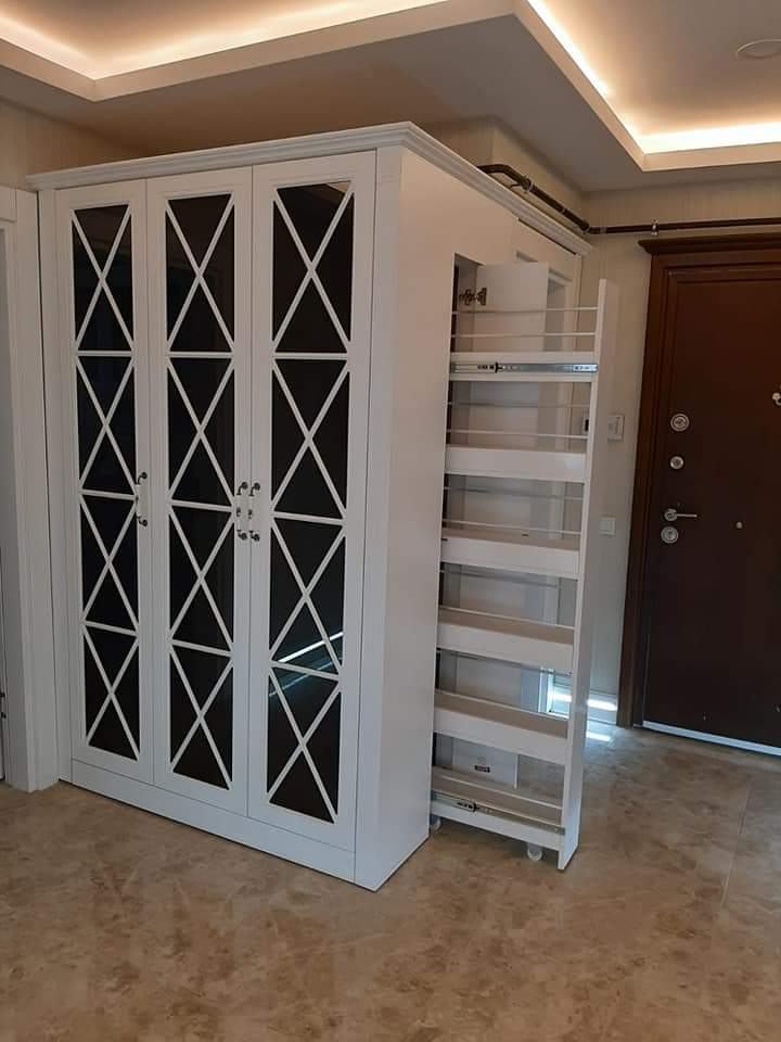 Coat Rack Cabinet with Hidden Drawers