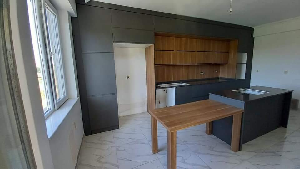 Anthracite and Wood Kitchen Cabinet