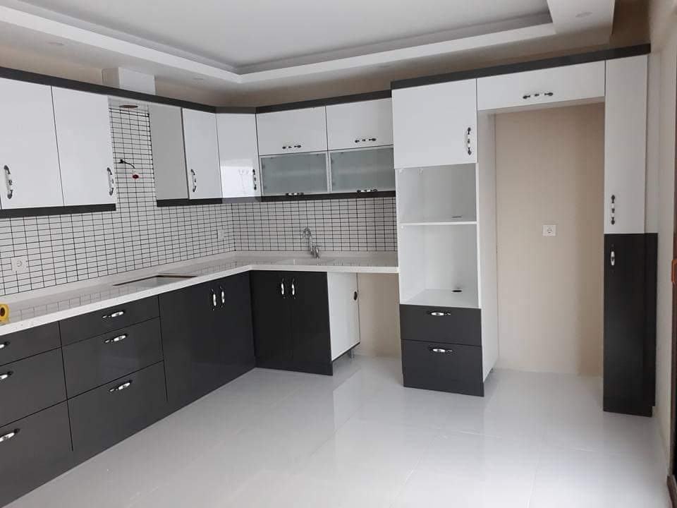 White and Anthracite Kitchen Cabinet