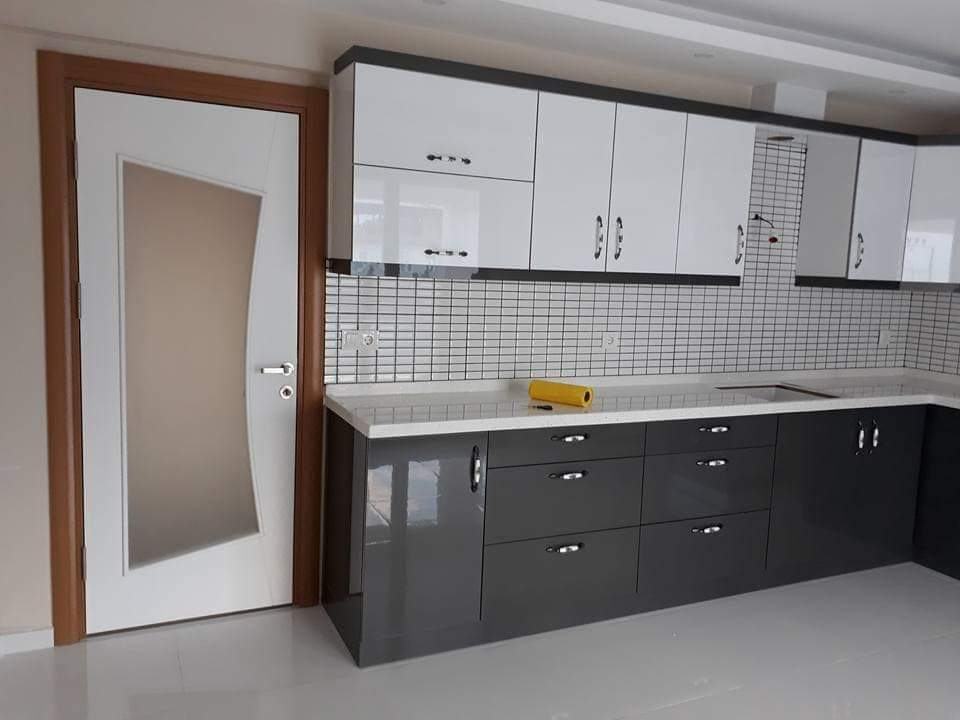White and Anthracite Kitchen Cabinet