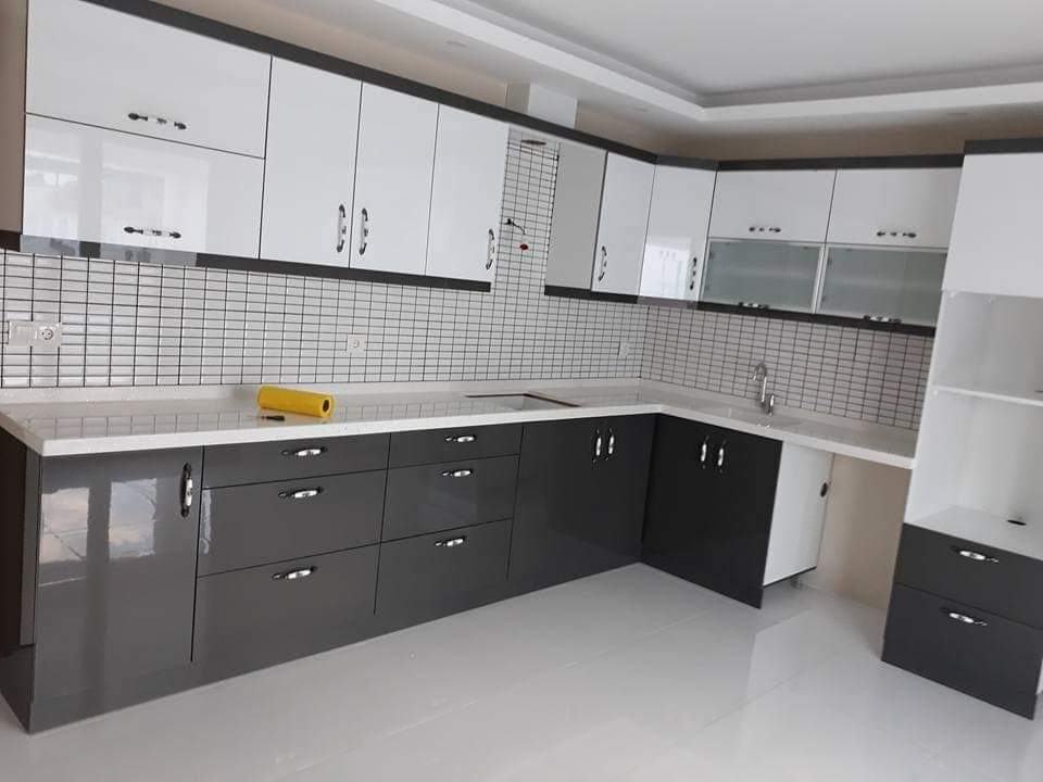 White and Anthracite Kitchen Cabinet