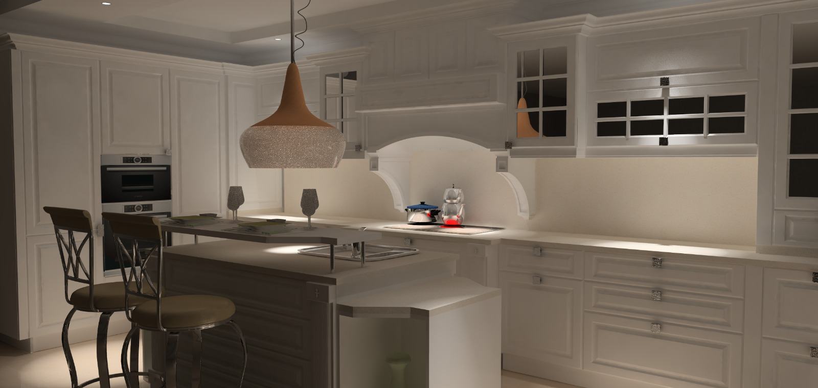 Kitchen Cabinet with Bar Table