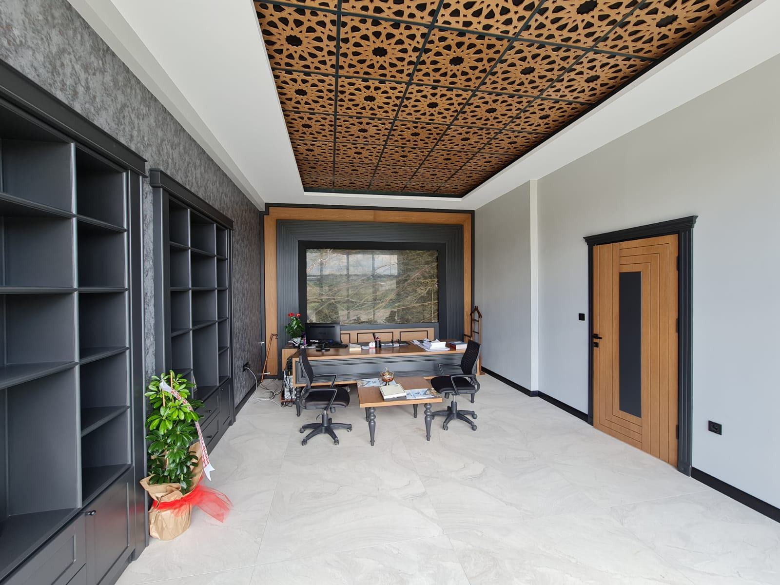 Gray Wood Detailed Office Set
