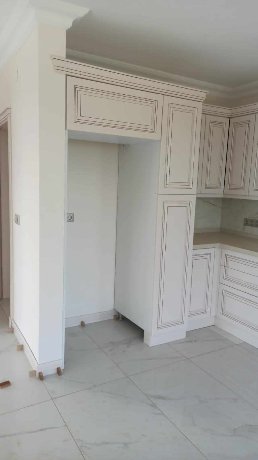 Cream Embroidered Kitchen Cabinet