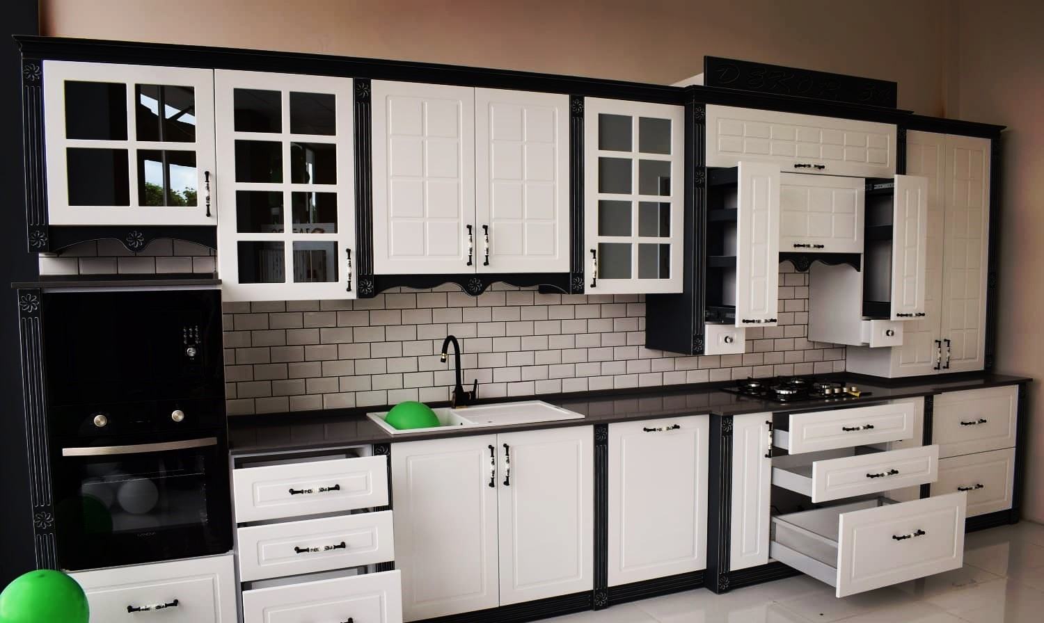 Black and White Kitchen Cabinet