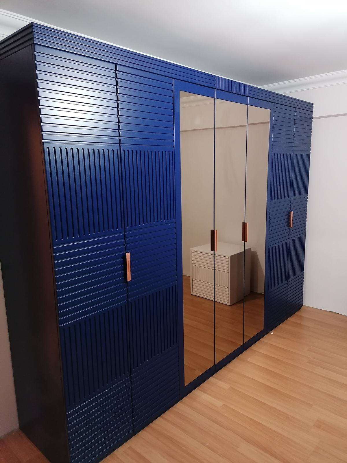 Wardrobe with Colored Doors and Mirror Detail