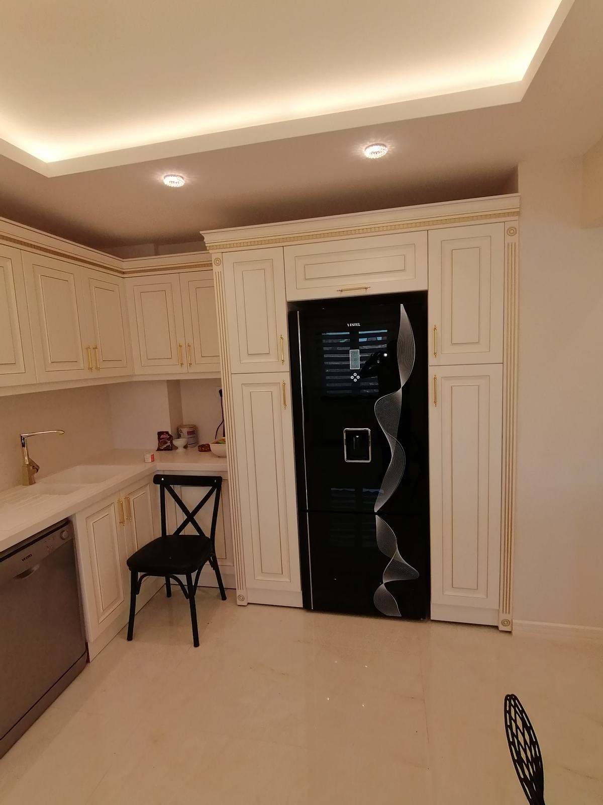 Gold Detailed Kitchen Cabinet