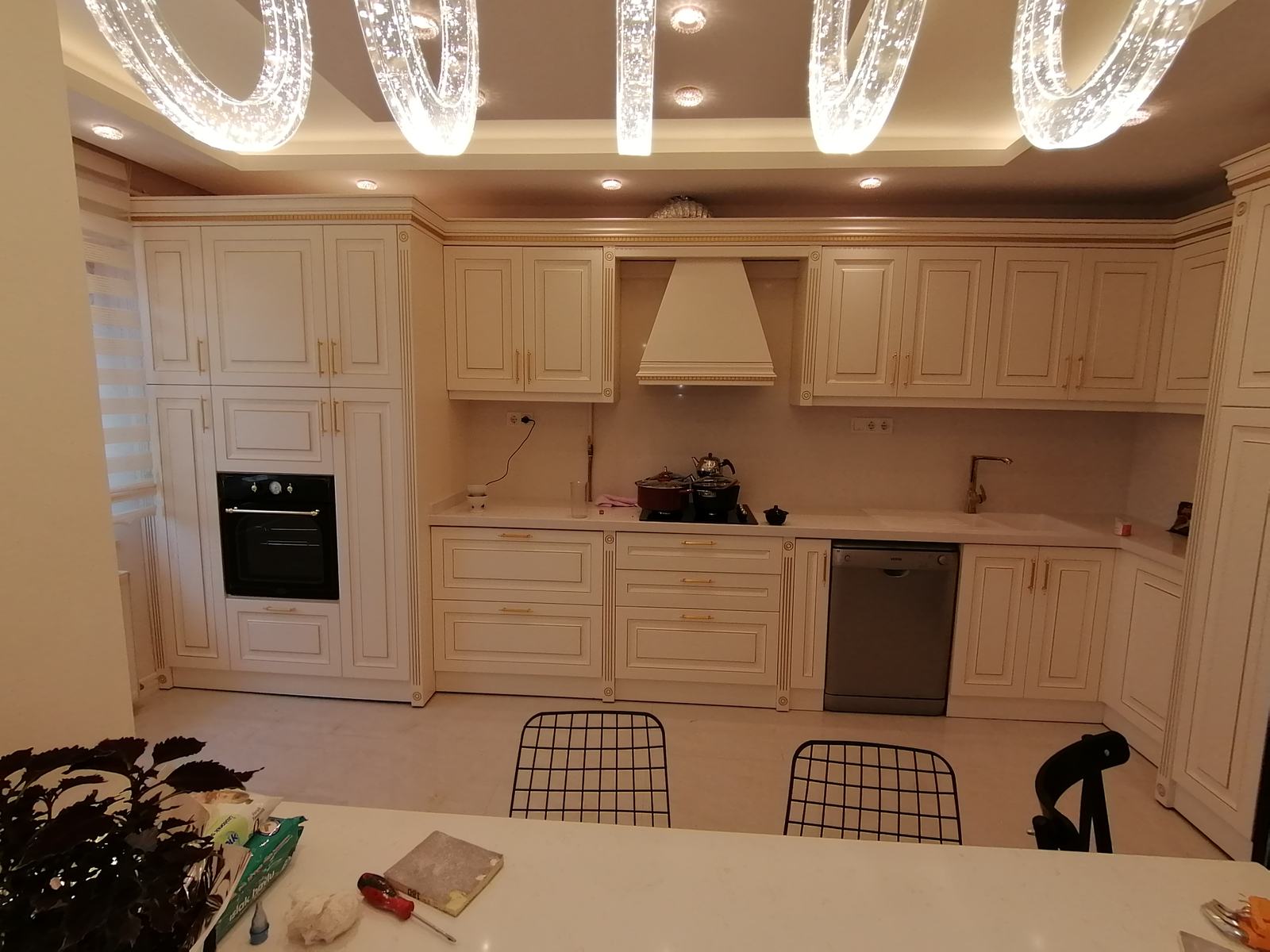Gold Detailed Kitchen Cabinet