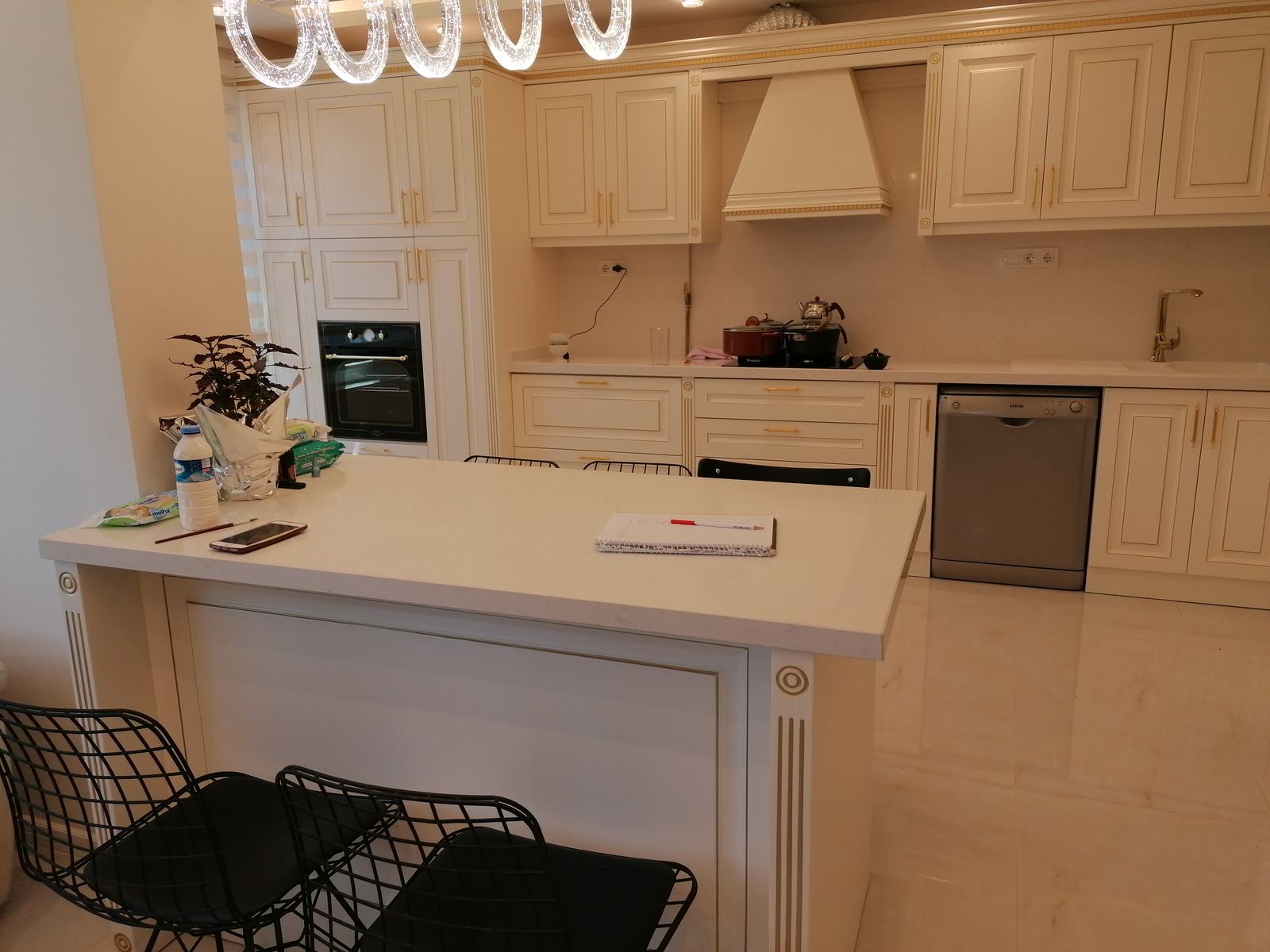 Gold Detailed Kitchen Cabinet