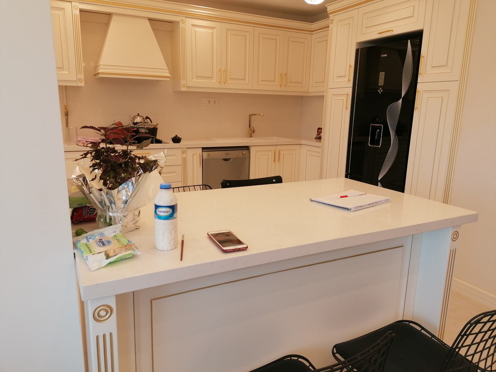 Gold Detailed Kitchen Cabinet