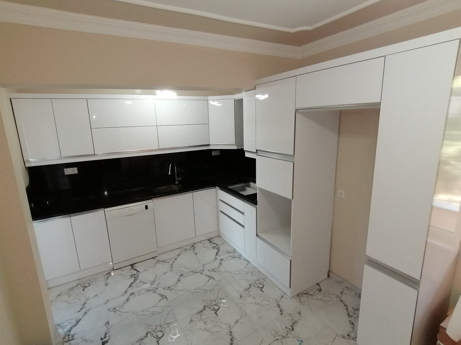 Chrome Detailed Kitchen Cabinet