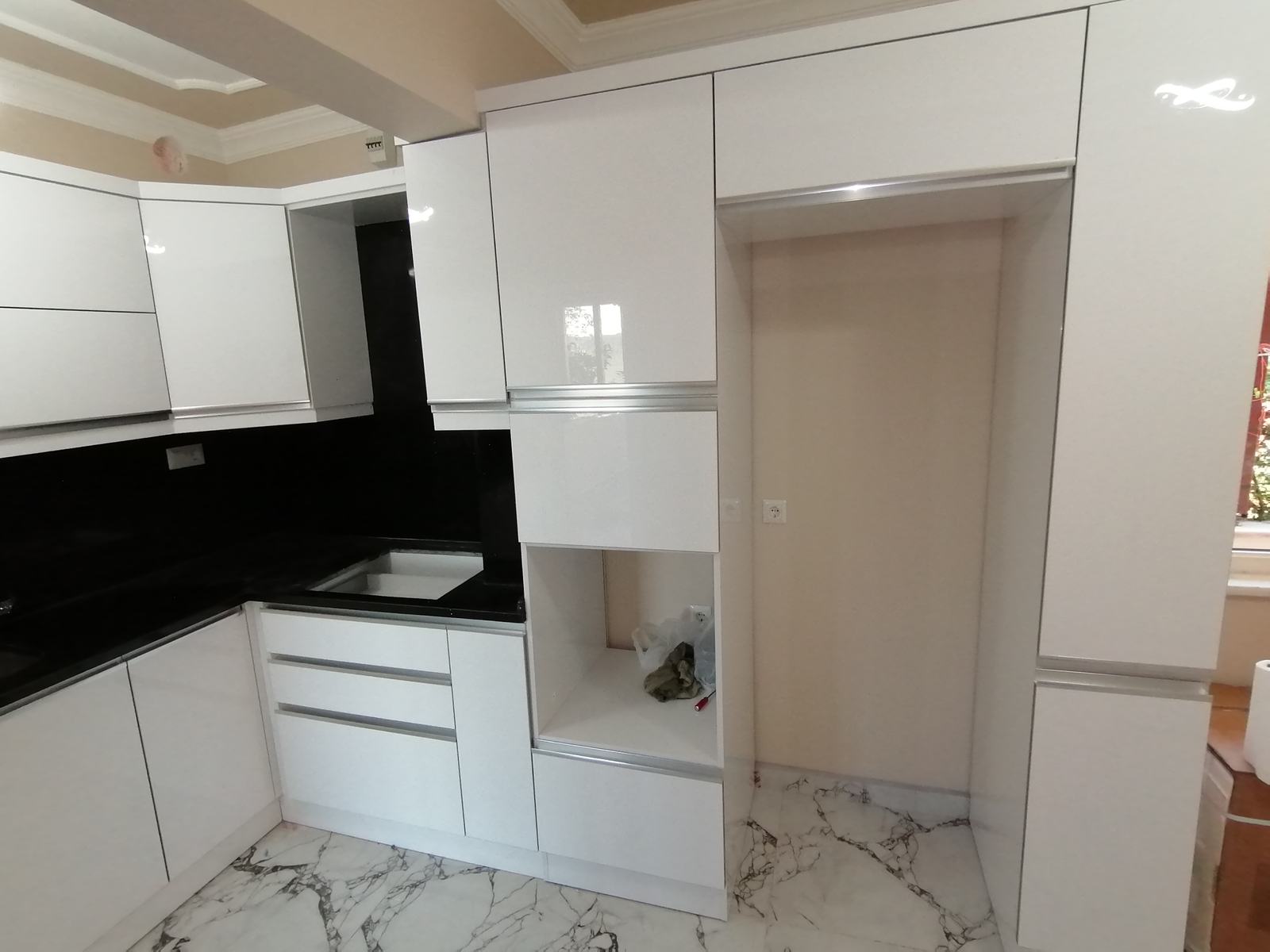 Chrome Detailed Kitchen Cabinet
