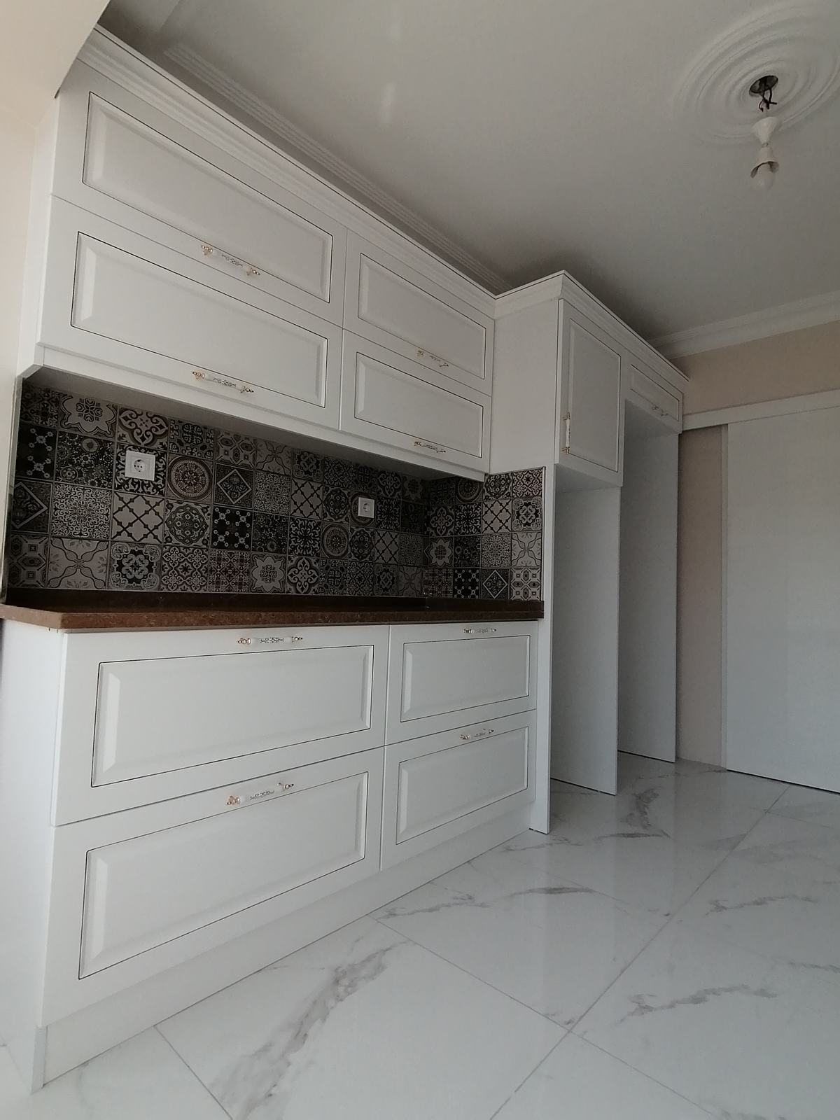 Embroidered Matte Kitchen Cabinet