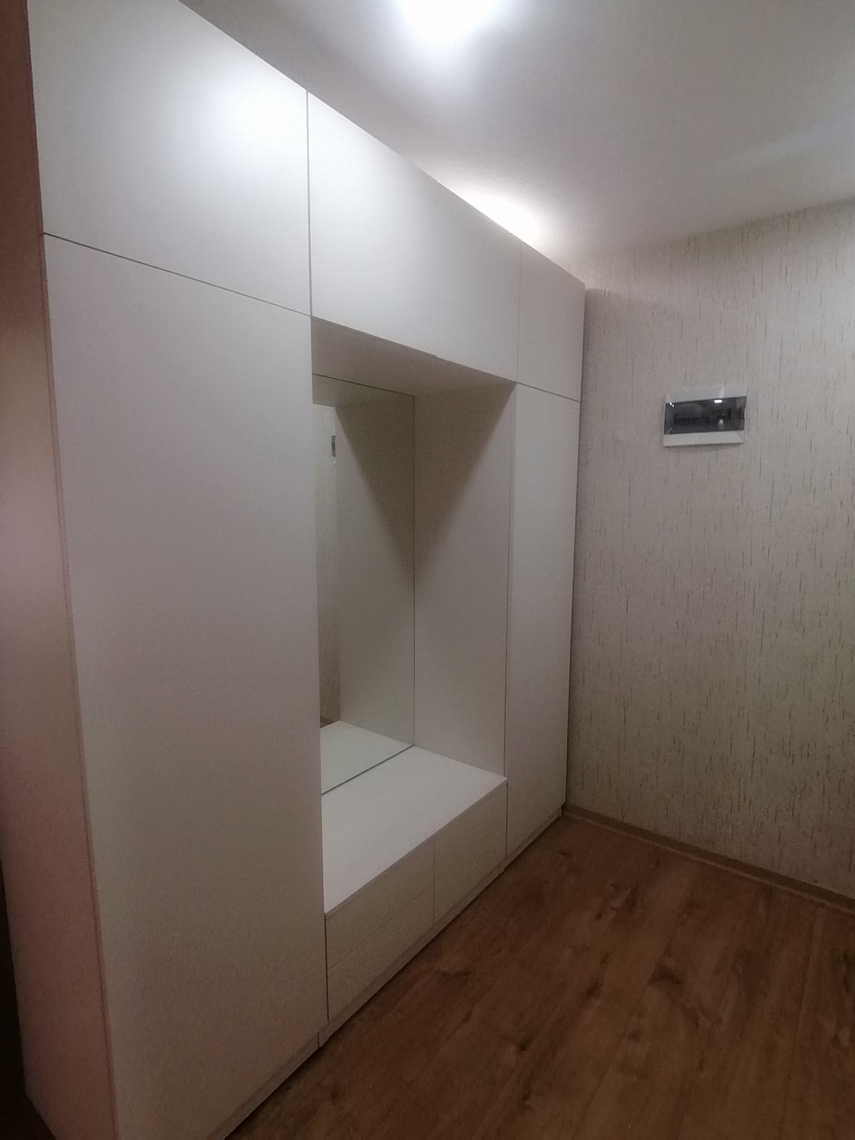Handleless Mirror Front Coat Rack Cabinet